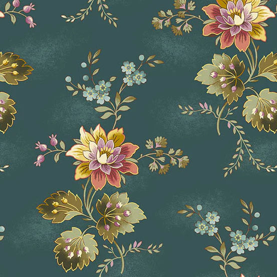 Edyta Sitar Dahlia Cardinal Flower Dusk Fabric A1373T - Perfect for Quilting, Home Decor, and Crafting Projects