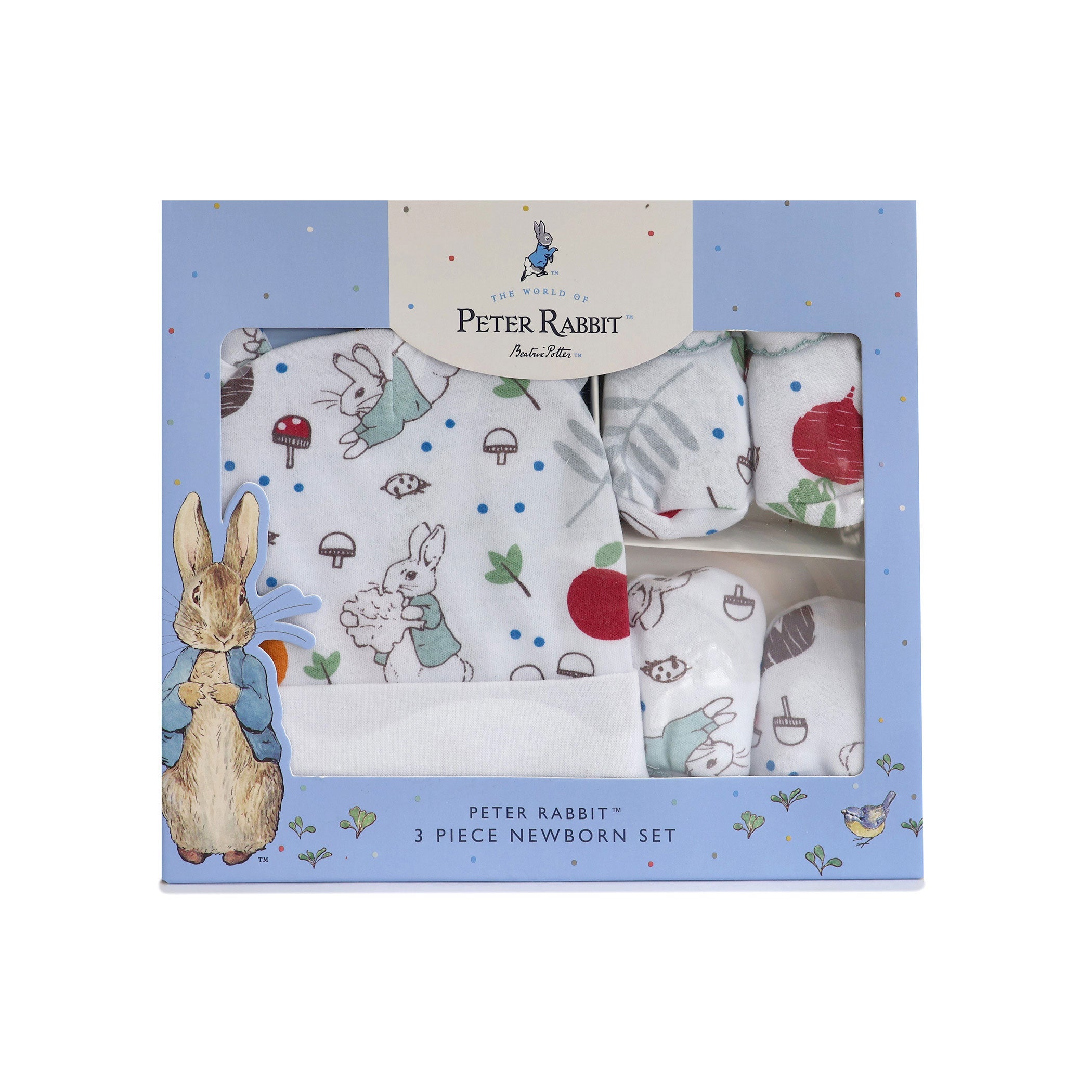 Peter Rabbit 'New Adventure' 3-Piece Baby Layette Set - Soft Cotton Blue Outfit for Newborns | Perfect for Photo Shoots, Gifts & Everyday Wear