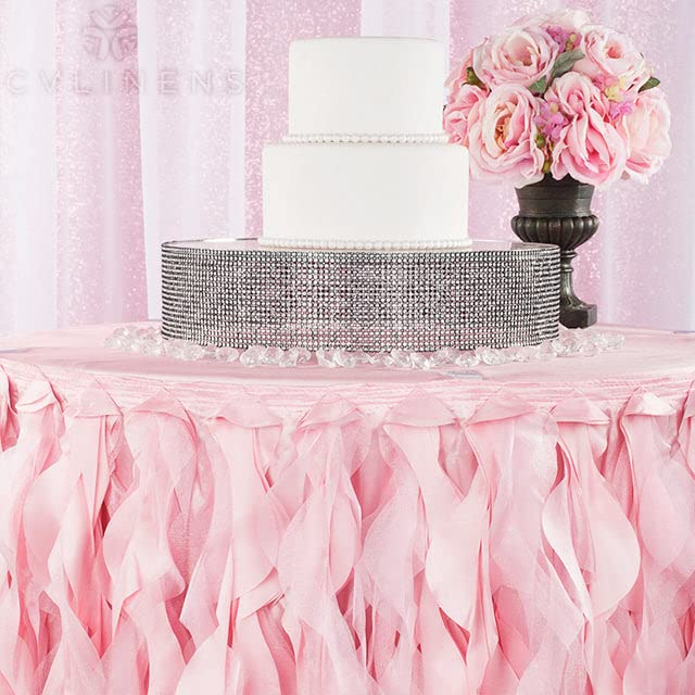 21Ft Pink Curly Willow Table Skirt - Elegant Decoration for Weddings, Quinceaneras, Birthday Parties & Special Events - Perfect for Banquet Halls, Reception Decor, and Party Backdrops