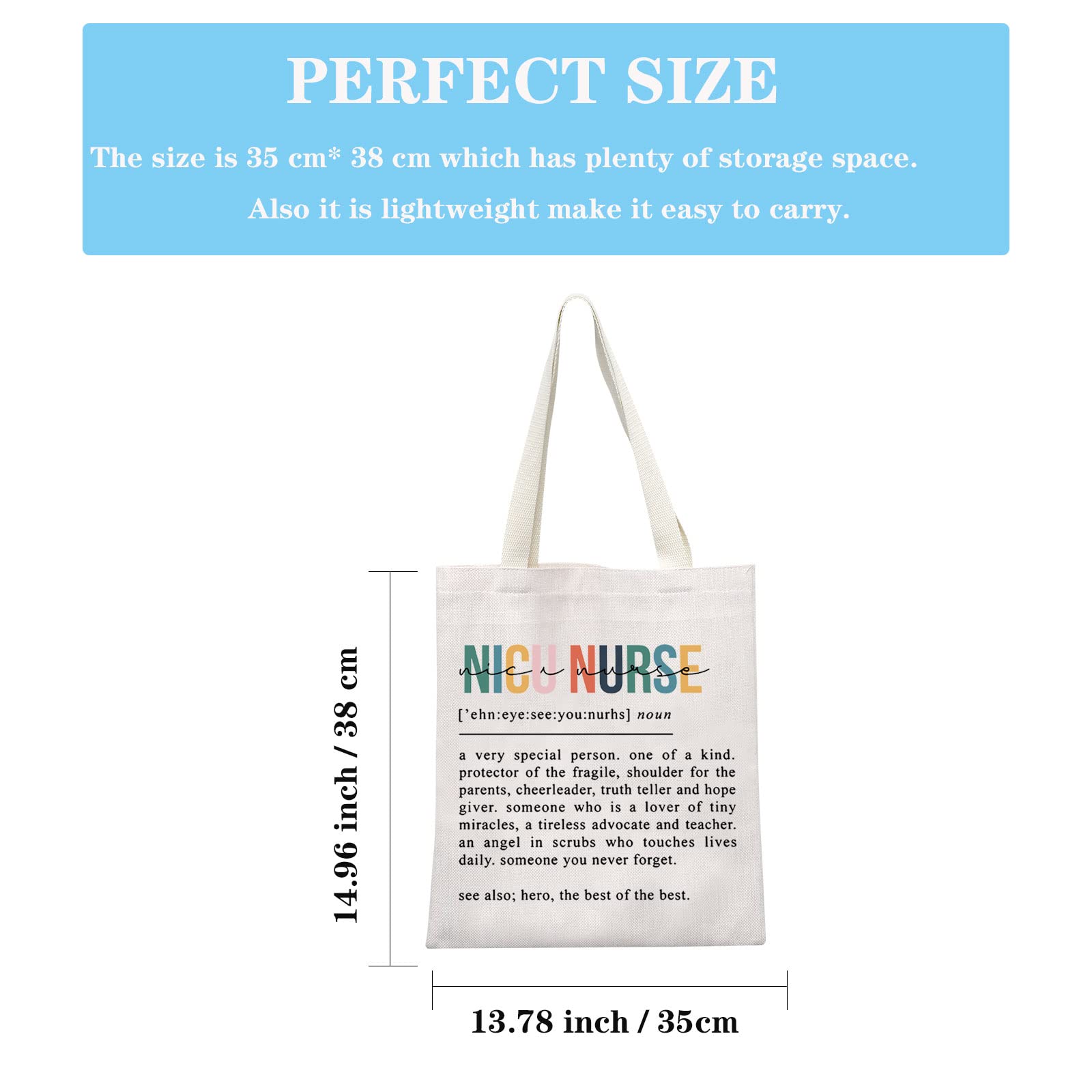 Premium NICU Nurse Tote Bag - Personalized RN Nursing Gift for Graduation, Work & Antepartum Nurses - Durable & Stylish Definition Tote for Medical Professionals - Perfect for Hospital Shifts, Clinicals & Nursing School