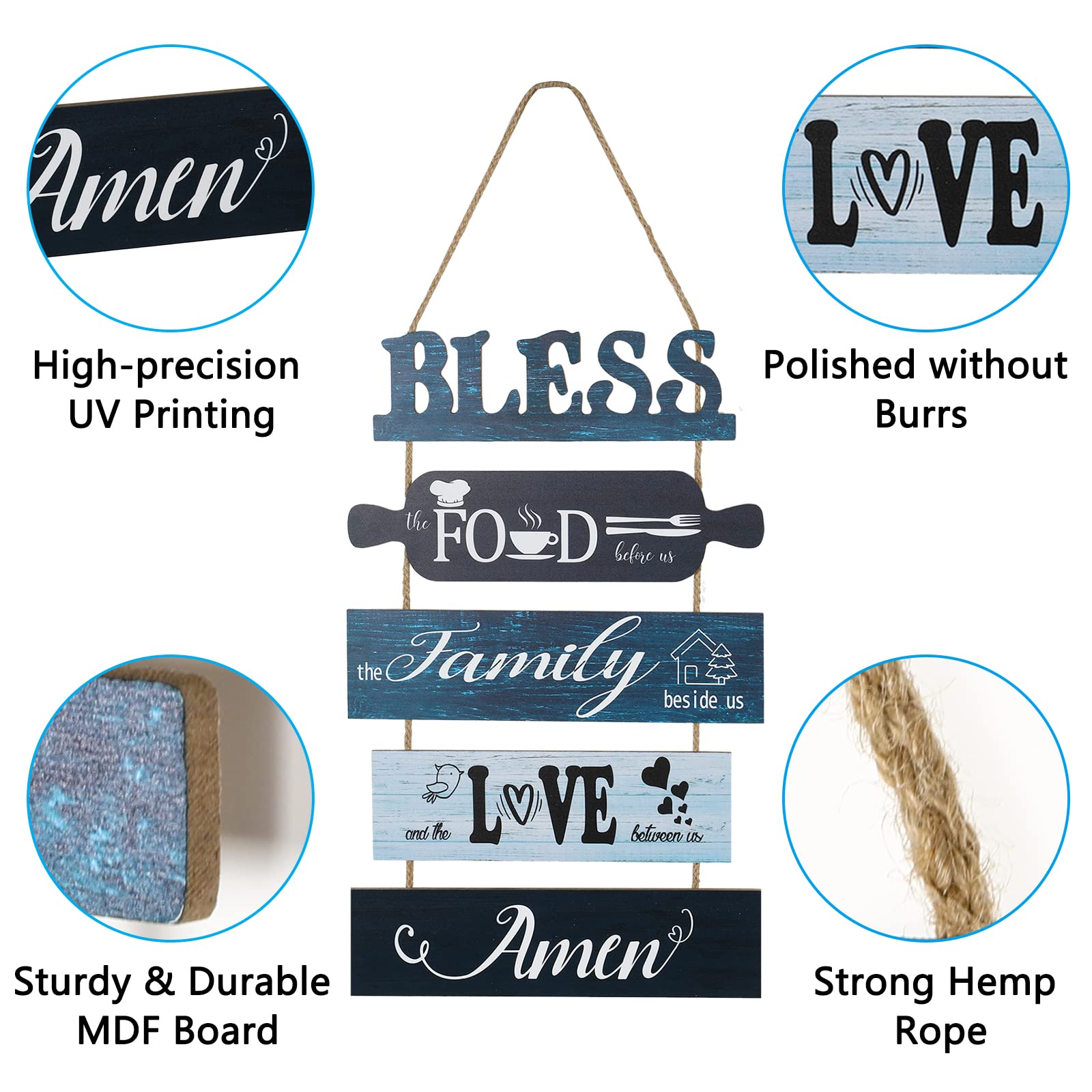 Farmhouse Kitchen Wall Decor - Rustic Wood Sign for Dining Room & Home