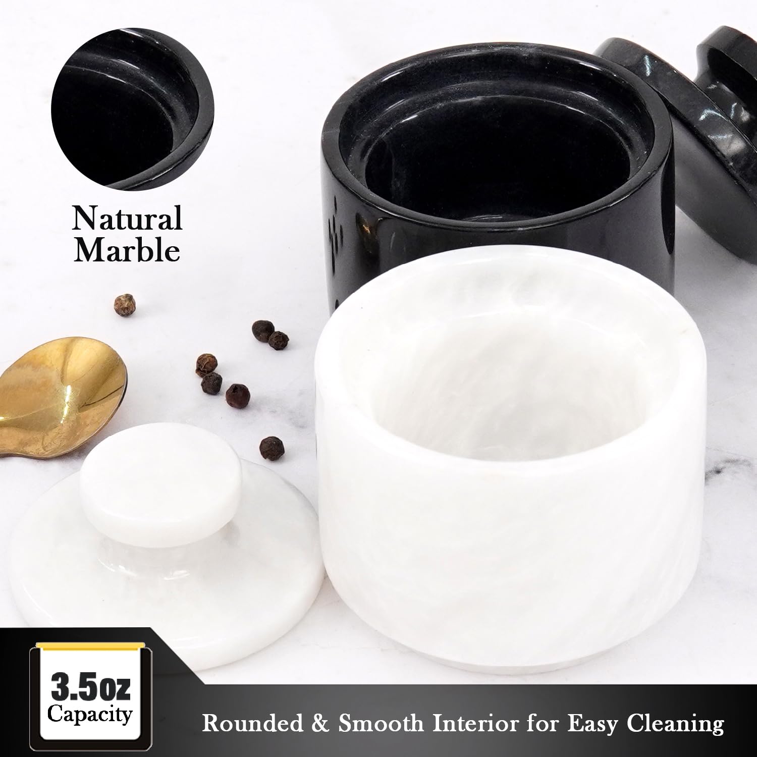 Marble Salt Cellar with Lid - 3