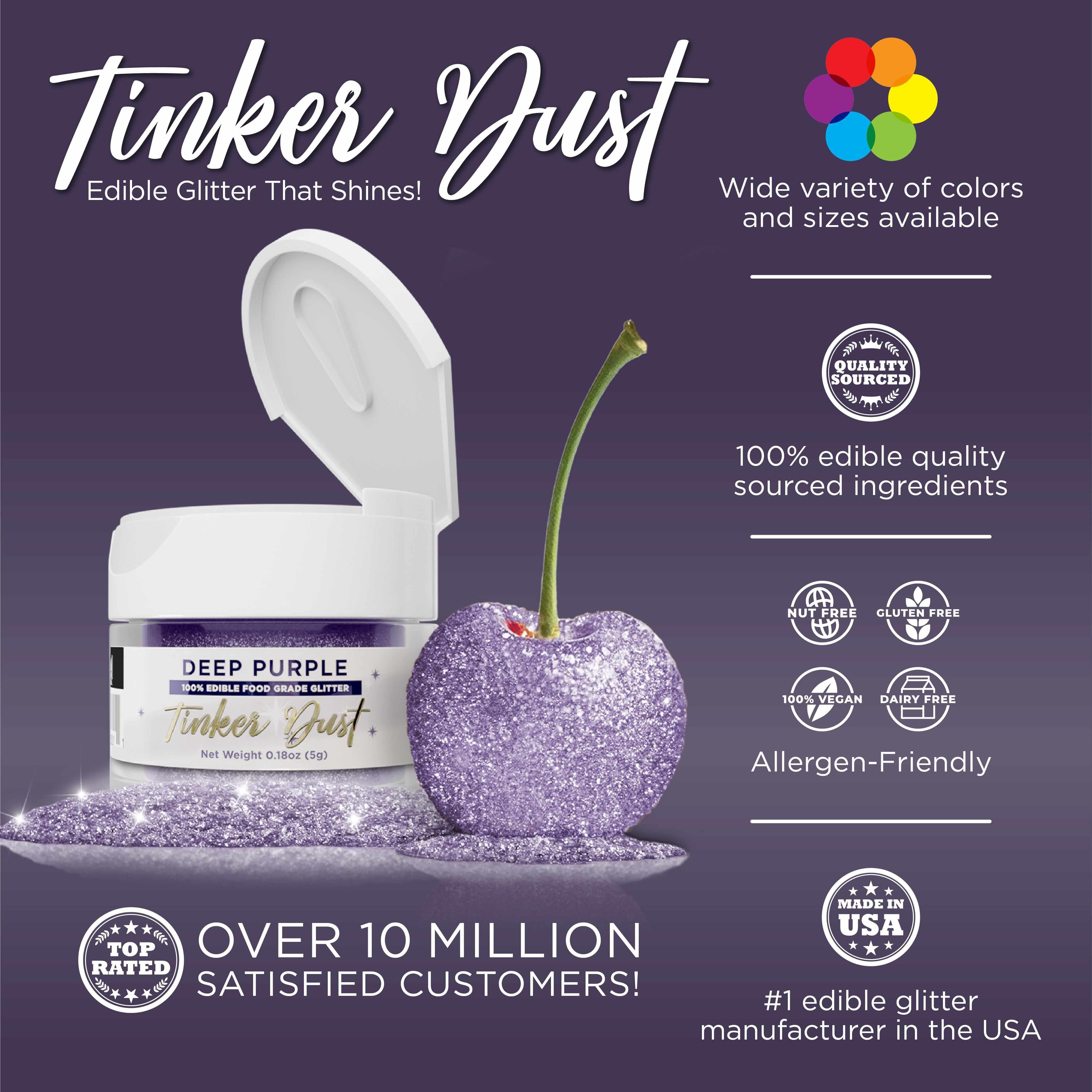 Deep Purple Edible Glitter for Baking & Cake Decorating - Tinker Dust® | Food Safe Sparkle for Cupcakes, Cookies & Desserts