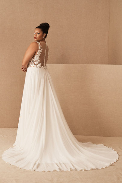 Jenny Yoo Elinor Wedding Gown - Elegant A-Line Bridal Dress with Lace Details | Perfect for Beach, Church & Formal Weddings
