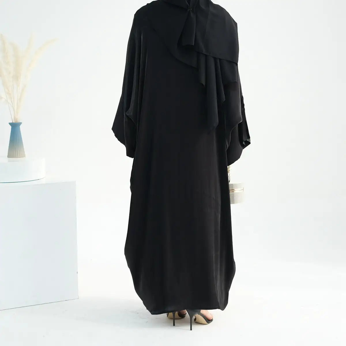 Gleam Shiny Cardigan Open Abaya Dress for Women - Elegant Long Sleeve Kimono Cover Up - Perfect for Prayer, Mosque, Parties & Special Occasions