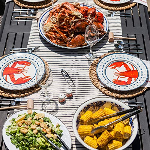 Premium Lobster Enamelware Dinner Plates - Set of 4, 10.5 Inch Rustic Farmhouse Style - Perfect for Seafood Dinners, Outdoor Picnics & Coastal-Themed Table Settings