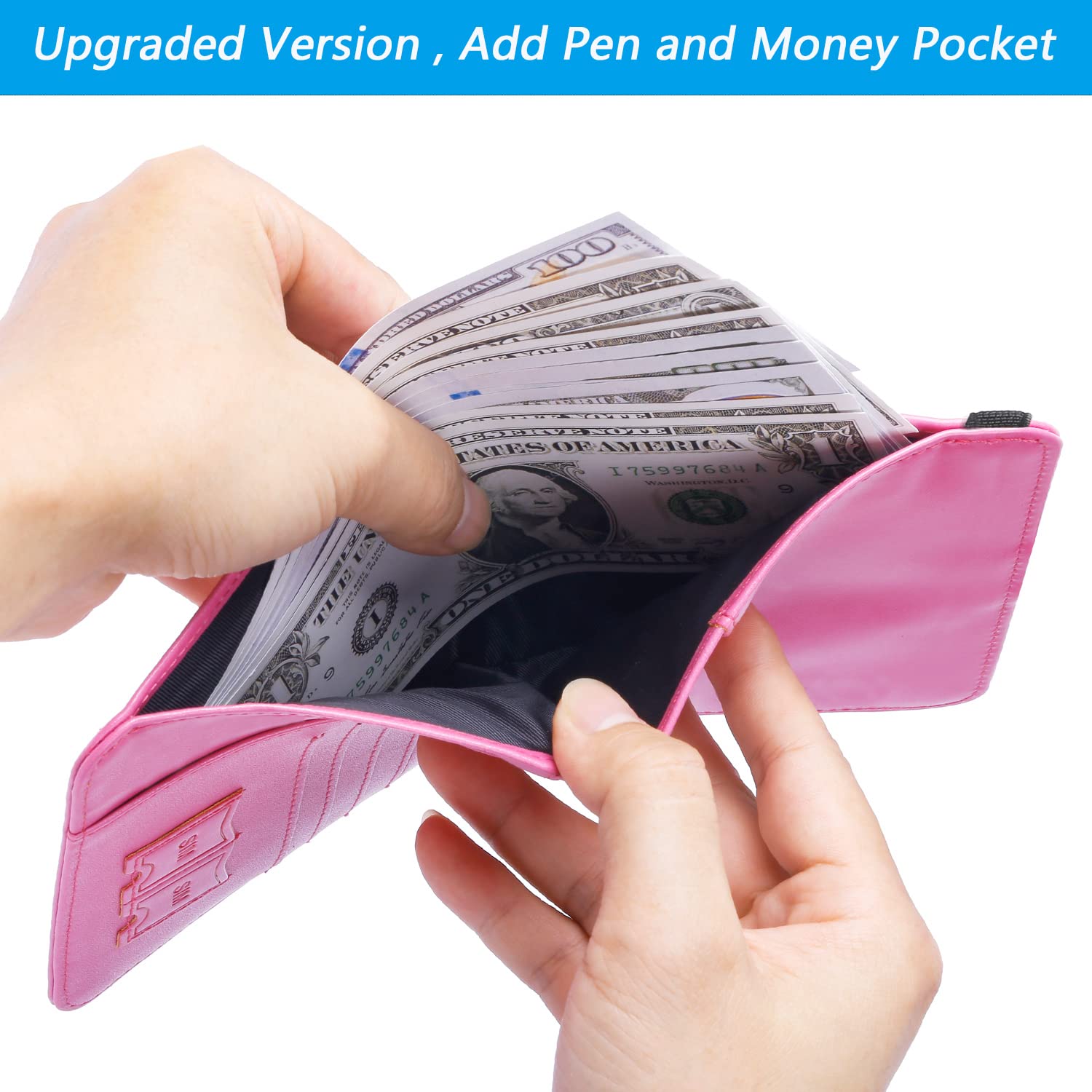 RFID Blocking Leather Passport Holder & Travel Wallet - Secure Card Case for Women & Men (Pink) | Perfect for International Trips, Airports & Daily Commute