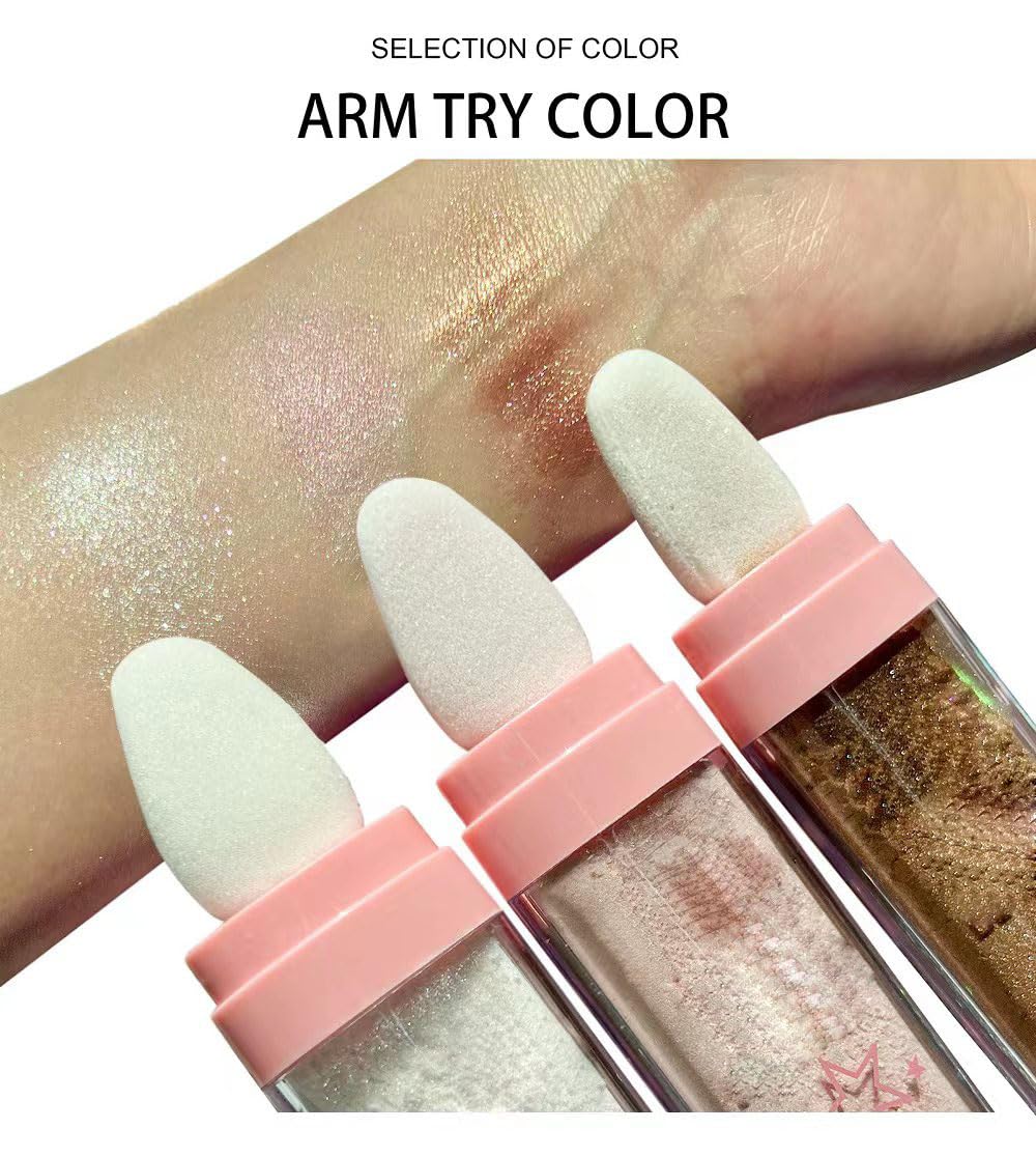 Glitter Highlighter Powder for Face & Body - Natural 3D Blush & Fairy Glow Makeup (01# White Moonbeam) - Perfect for Festivals, Parties & Night Out Makeup Looks