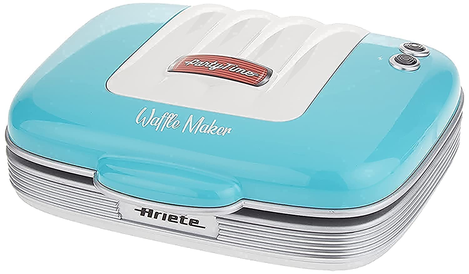Ariete 1973 Non-Stick Waffle Maker 700W - Electric Waffle Iron with Removable Plates - Blue - Perfect for Breakfast, Brunch & Party Snacks