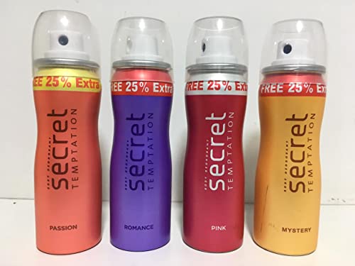 Secrett Temptation Pink Women's Mini Deodorant - Romantic & Mysterious Fragrance, Pack of 4 (40ml Each) | Perfect for Daily Use, Travel & Gym