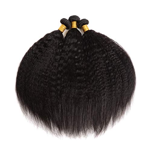 100% Unprocessed Brazilian Virgin Kinky Yaki Straight Human Hair Weave Bundles - 16