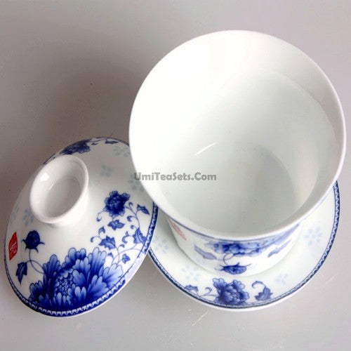 Premium Blue and White Porcelain Gaiwan - Traditional Chinese Tea Set for Brewing Loose Leaf Tea - Perfect for Tea Ceremonies, Home Use, and Gifts