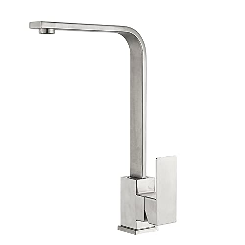 LUNEZY Brushed Nickel Kitchen Sink Mixer Tap - Hot & Cold Water Faucet for Easy Installation | Modern Kitchen Upgrade