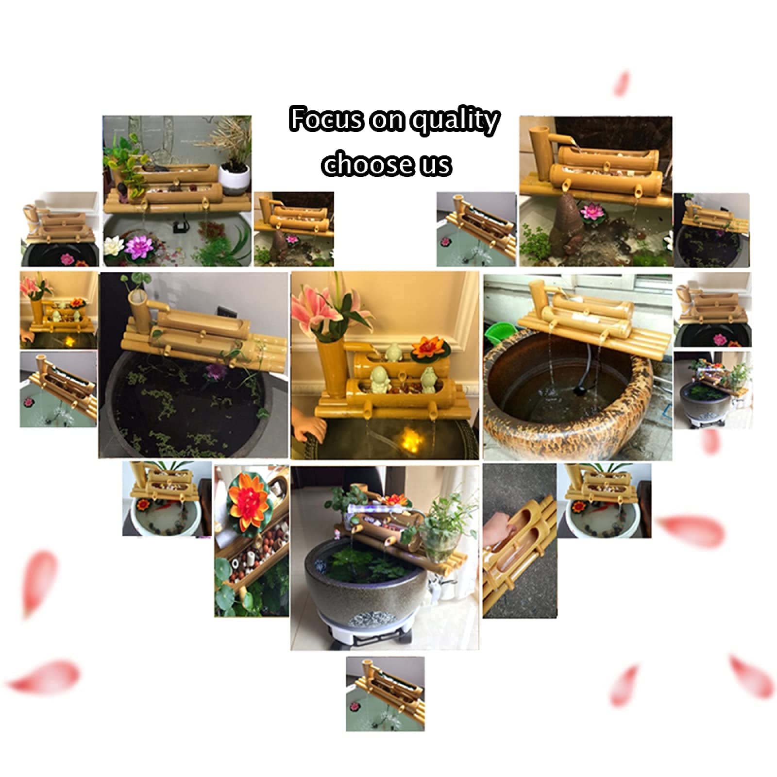 Solar Powered Bamboo Water Fountain - Outdoor Garden Decor, Feng Shui Wheel Feature for Home & Office Desktop | Relaxing Zen Water Feature for Patio, Yard & Workspace