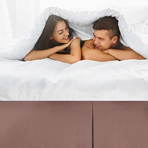 California King Split Corner Bed Skirt - 72'' x 84'' Easy Fit Mauve Tailored Drop Skirt with 19'' Brushed Egyptian Cotton - Perfect for Luxury Bedrooms & Guest Room Decor
