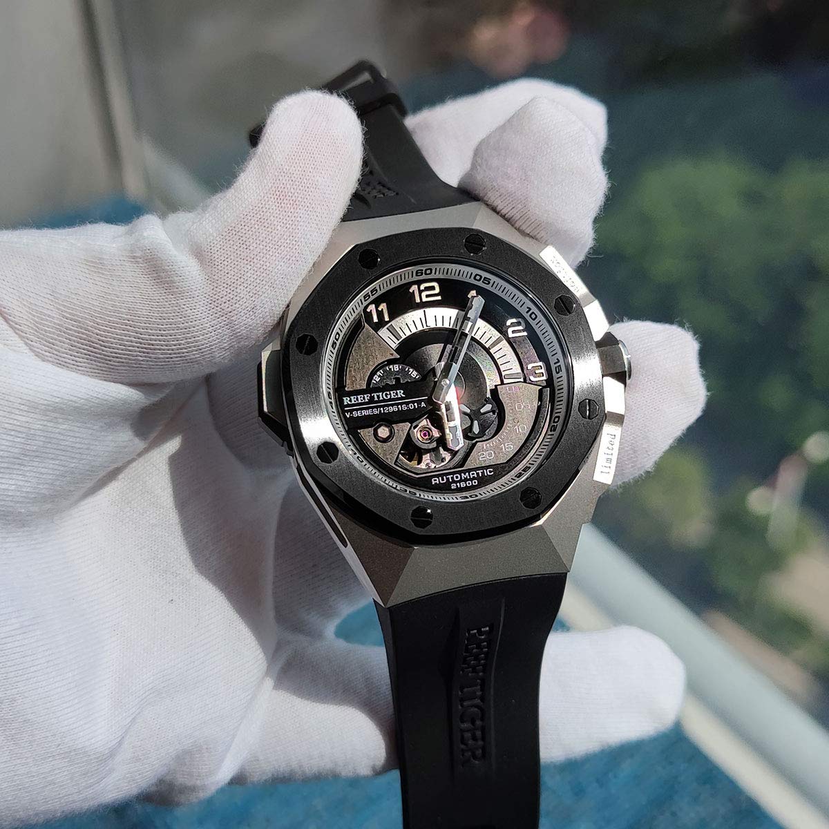 REEF TIGER Luxury Men's Automatic Mechanical Sports Watch - Stainless Steel Chronograph Waterproof Wristwatch RGA92S7 | Perfect for Business, Diving & Outdoor Activities