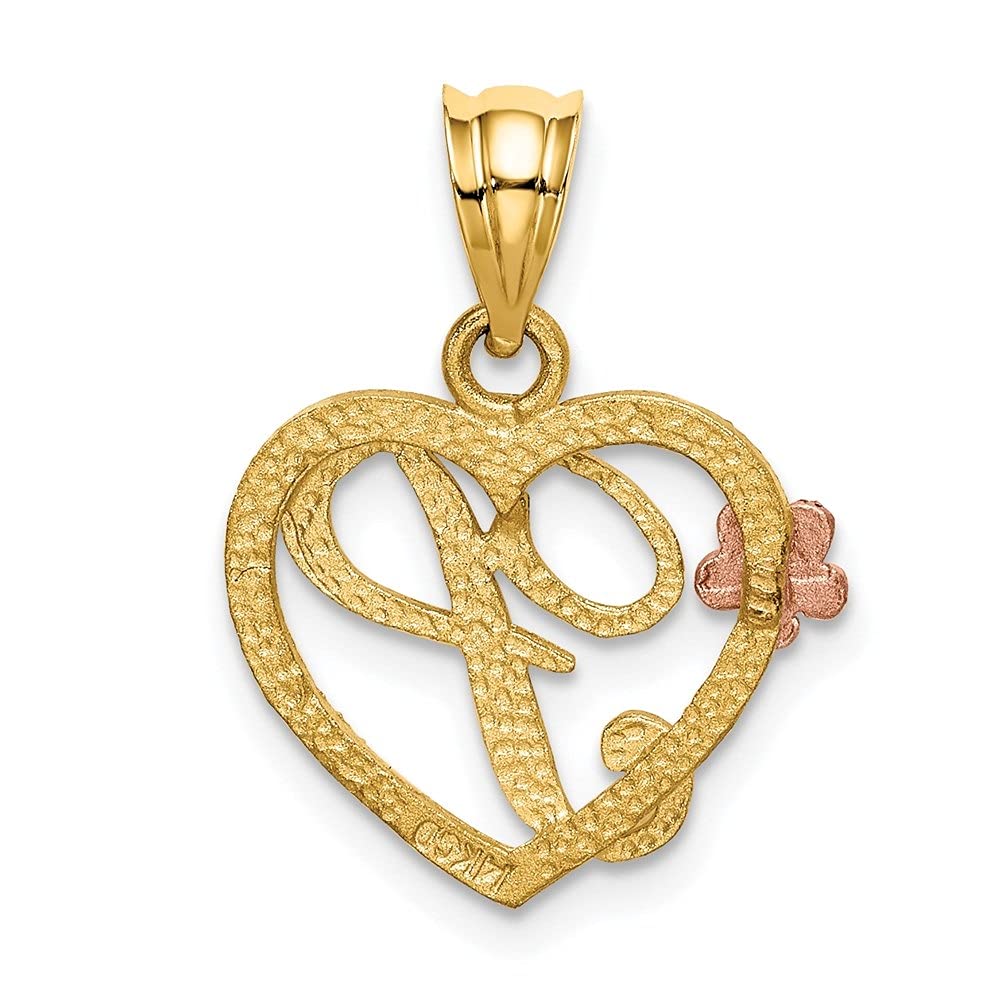 14K Two-Tone Gold Heart Letter Alphabet Initial Pendant Necklace - Personalized Name Jewelry Gift for Women - Perfect for Valentine's Day, Anniversary & Birthday Gifts