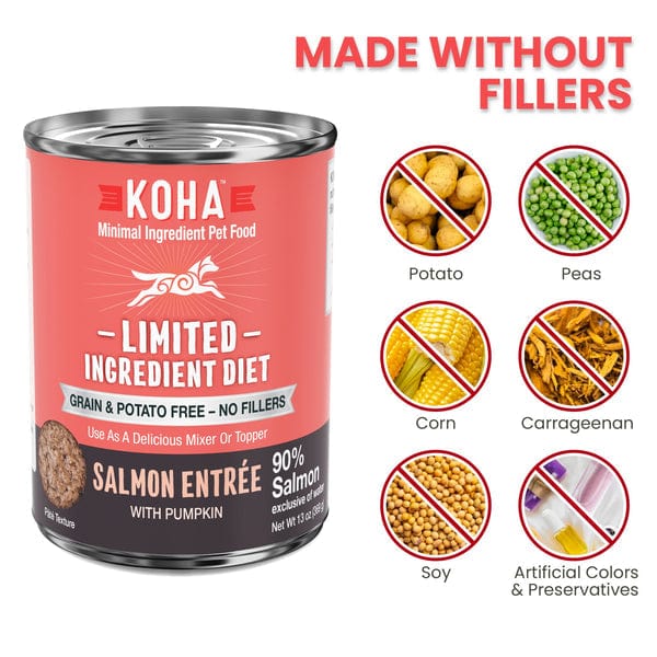 KOHA LID Salmon Entrée Canned Dog Food - Grain-Free, Limited Ingredient Diet for Dogs with Sensitive Stomachs - Perfect for Mealtime, Travel & Emergency Pet Food Supply