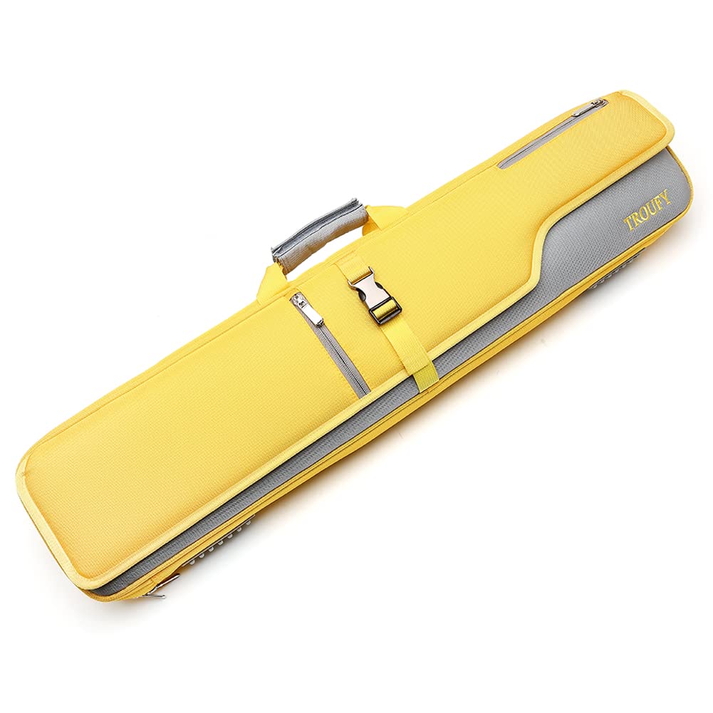 TROUFY 4x4 Pool Cue Case - Durable Yellow Backpack for Carrying 4 Pool Cue Sticks - Perfect for Billiards, Snooker & Travel - Ideal for Pool Players & Tournament Use