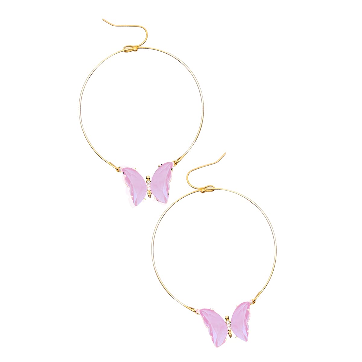 Kathaya Women's Dangling Hoop Earrings with Gemstone Butterfly Charms - Elegant Drop Earrings for Women & Girls - Perfect Jewelry Gift Set for Parties, Weddings & Everyday Wear