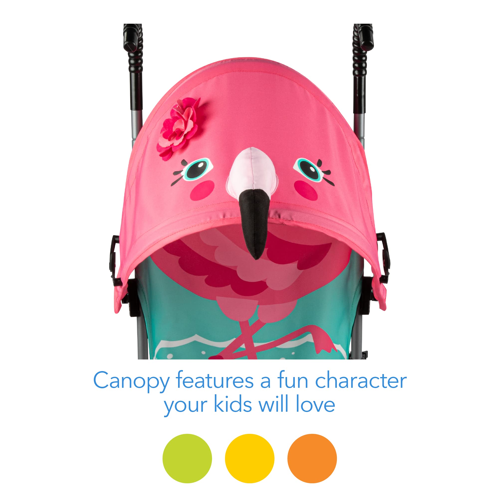 Cosco Character Umbrella Stroller - Compact Foldable Lightweight Baby Stroller with Pink Flamingo Design | Perfect for Travel, Shopping & Everyday Use
