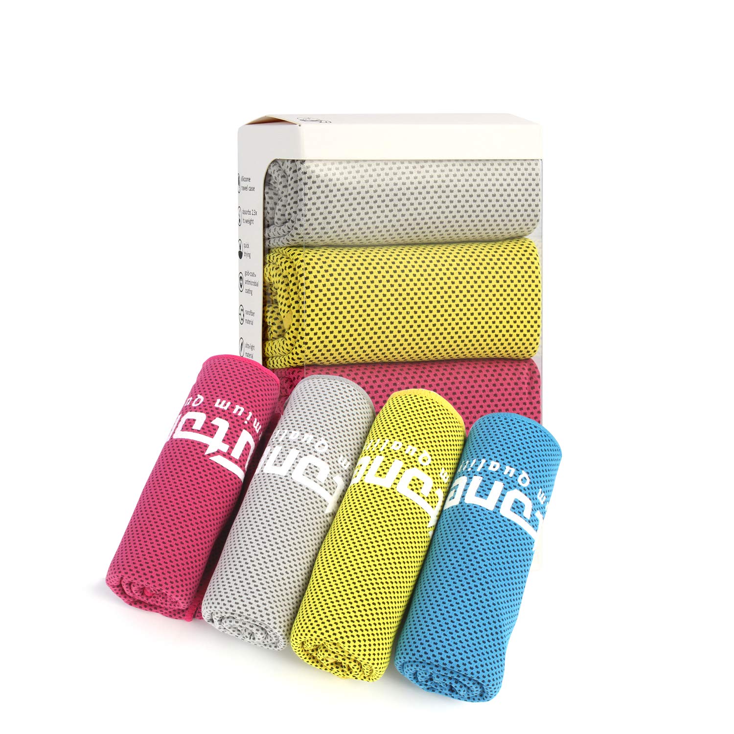 Futone Cooling Towel Set - 4 Pack Gym & Workout Towels for Men & Women - 40
