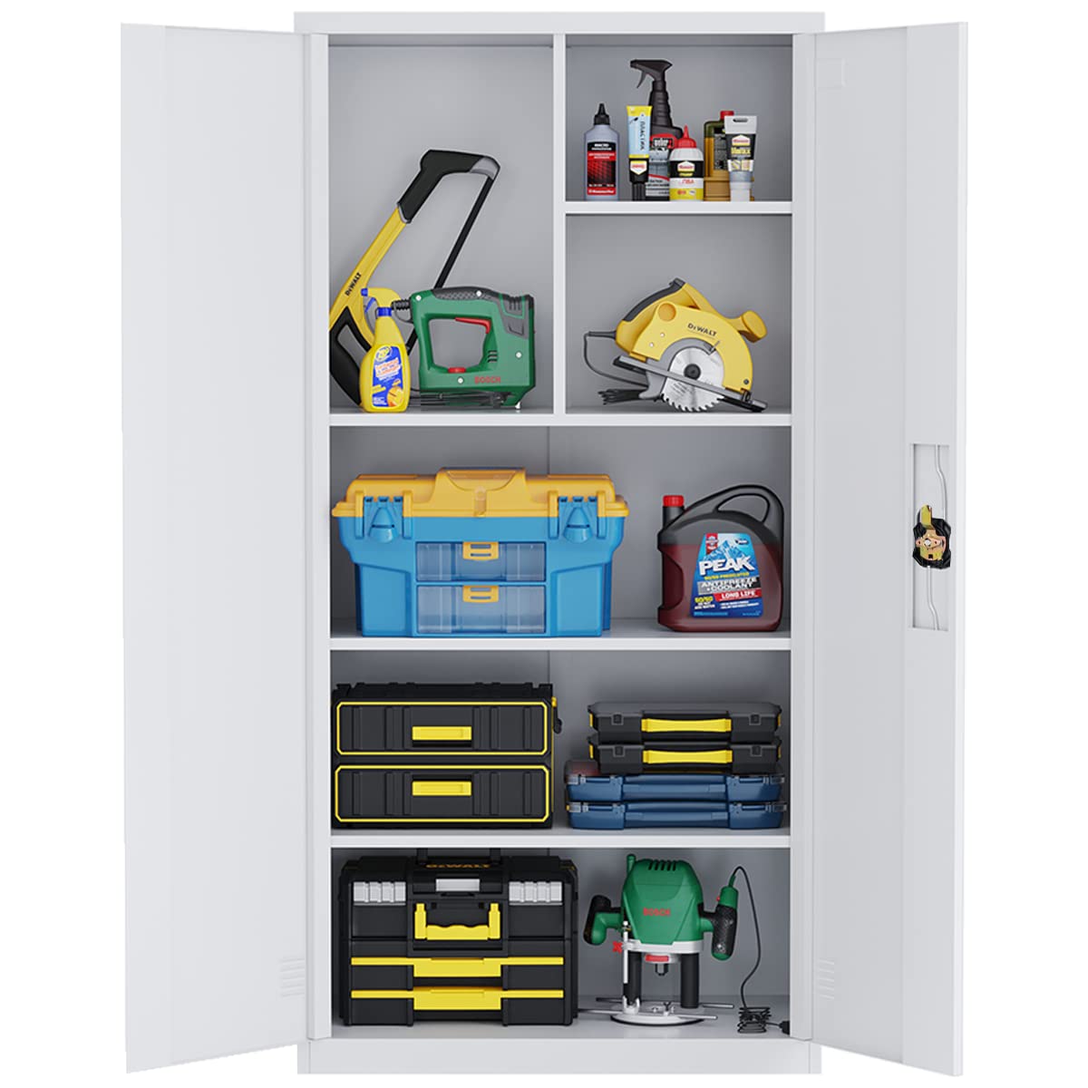 EazeHome 71-Inch Tall Metal Storage Cabinet with Lock - Adjustable Shelves & Locking Doors - 72