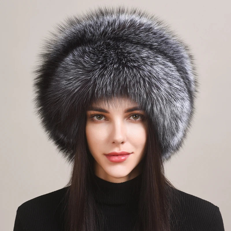 Women's Winter Bomber Hat - Genuine Natural Fox Fur Cap for Cold Weather, Outdoor Activities & Fashion | Cozy & Stylish for Skiing, Snowboarding & Winter Travel