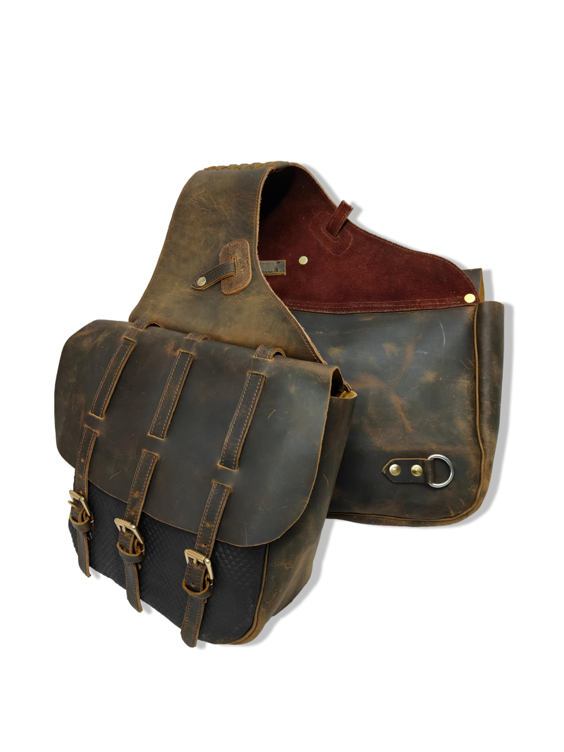 Coltoro Genuine Leather Western Horse Saddle Bags - Trail Riding Gear Carrier with Adjustable Strap - Durable Equestrian Accessories for Cowboy & Horse Riding Equipment (Perfect for Ranch Work, Trail Rides & Horse Shows)