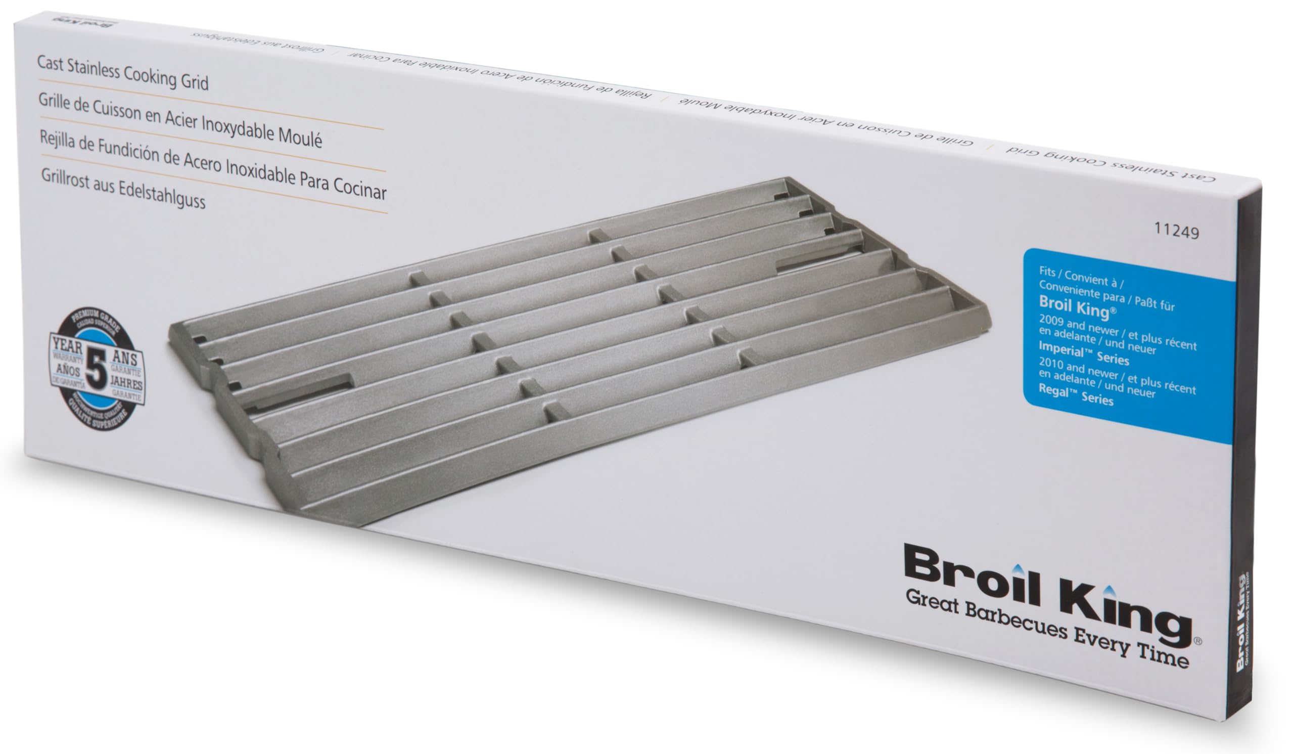 Broil King 11249 Stainless Steel Cooking Grid - Heavy Duty Cast Iron Replacement for Imperial & Regal Series Grills - Perfect for Backyard BBQs, Camping & Outdoor Cooking