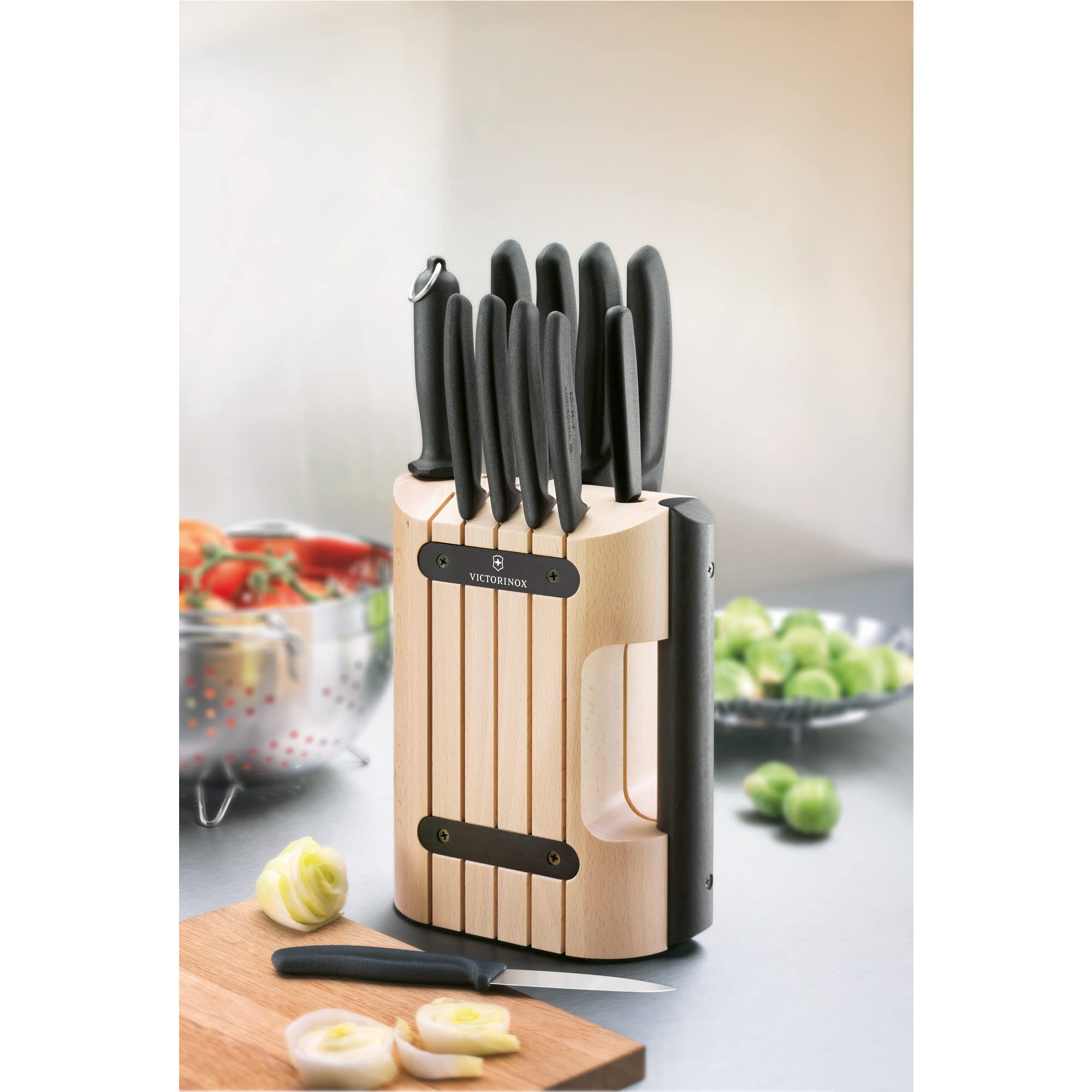 Victorinox Swiss Classic 11-Piece Knife Set with Wooden Block - High-Quality Stainless Steel Kitchen Cutlery for Professional Chefs & Home Cooking - Perfect for Slicing, Dicing & Food Prep