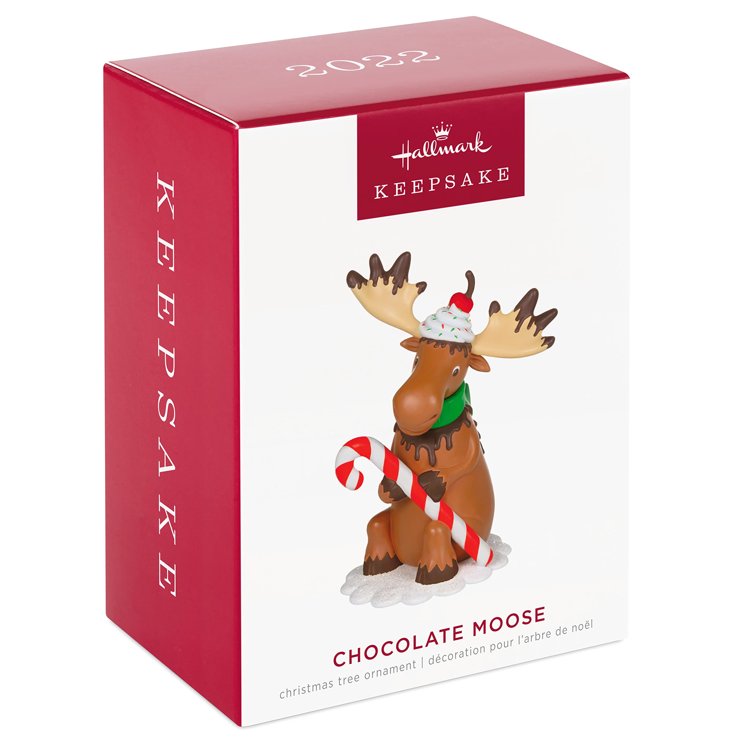 Hallmark Keepsake Christmas Ornament 2022 - Chocolate Moose with Candy Cane Holiday Decoration | Perfect for Christmas Tree Decor, Gift Giving & Festive Home Decor