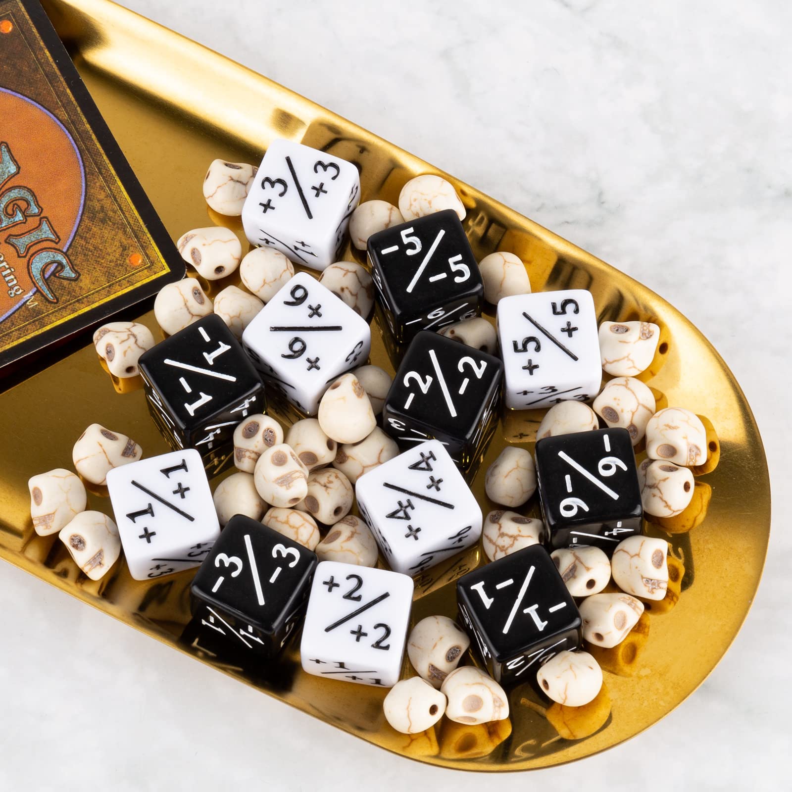 48-Piece MTG Dice Counters Set - D6 Buff Tokens for Magic: The Gathering & TCG Card Games (Black & White) - Perfect for Game Nights, Tournaments & Strategy Sessions