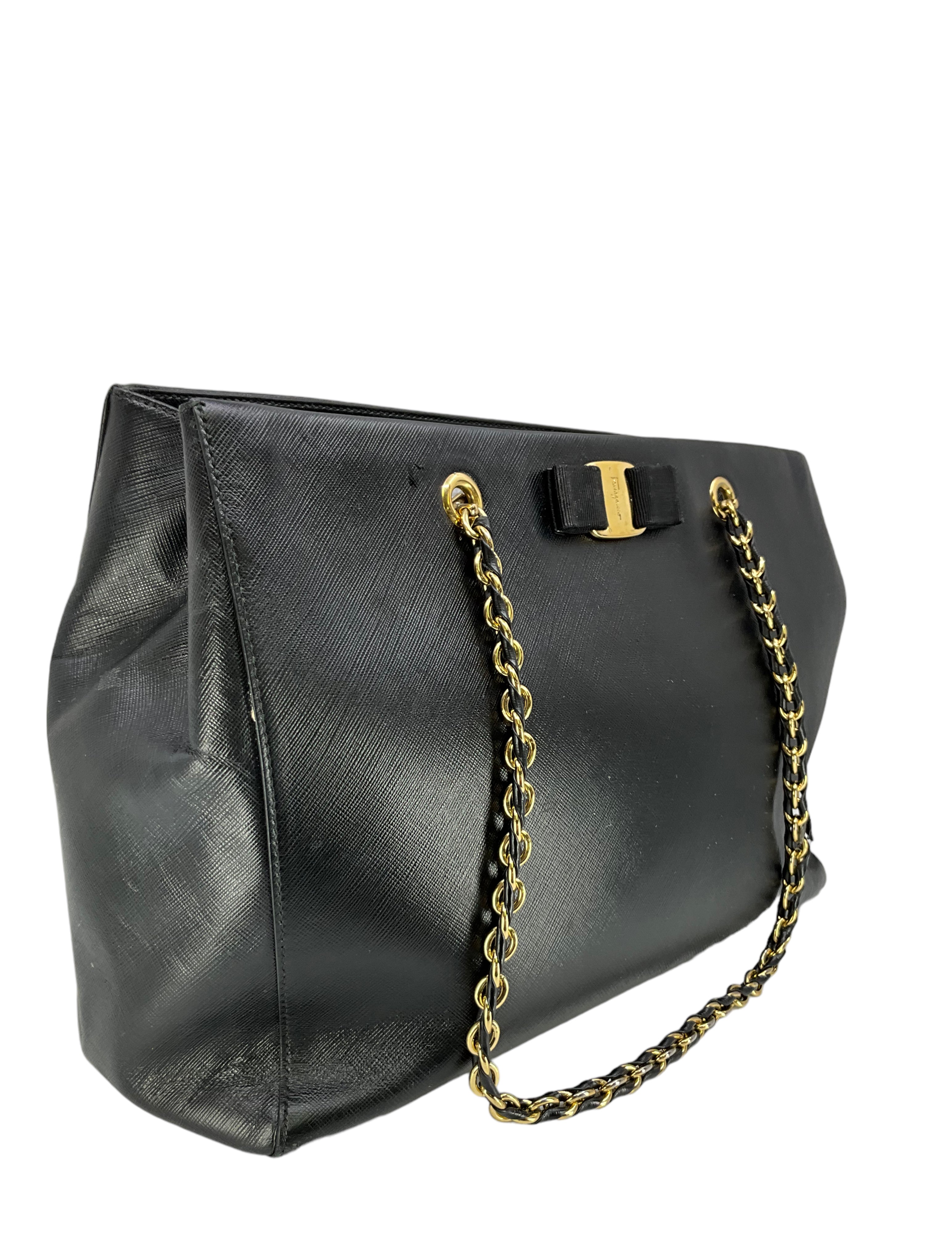 Salvatore Ferragamo Saffiano Leather Melike Vara Bow Bag for Women | Luxury Designer Handbag | Perfect for Work, Evening Events & Special Occasions