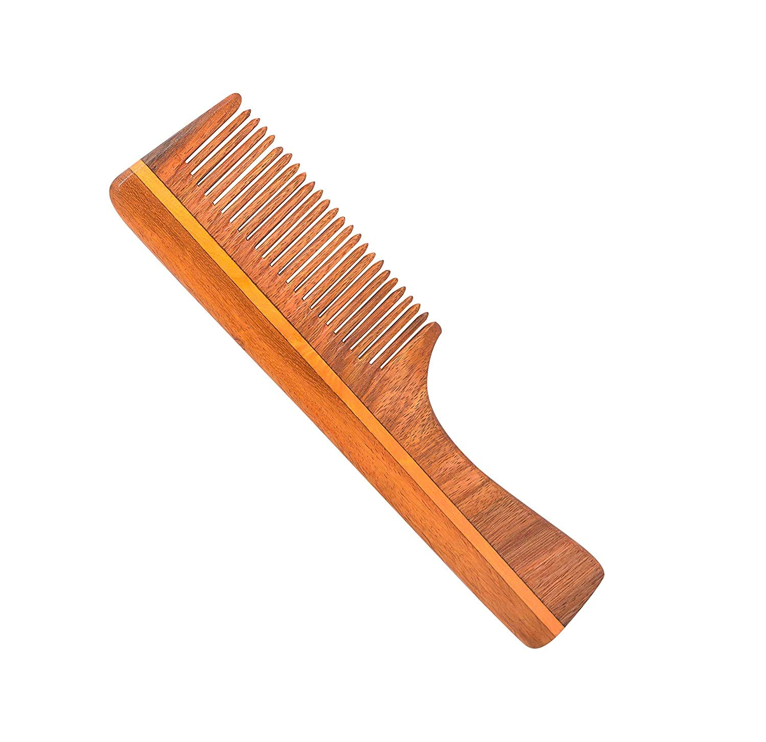 Natural Neem Wood Comb for Hair Growth - Wide Tooth Handmade Anti-Dandruff Comb for Men & Women - Perfect for Daily Hair Care, Scalp Massage & Detangling - Trendy Shop
