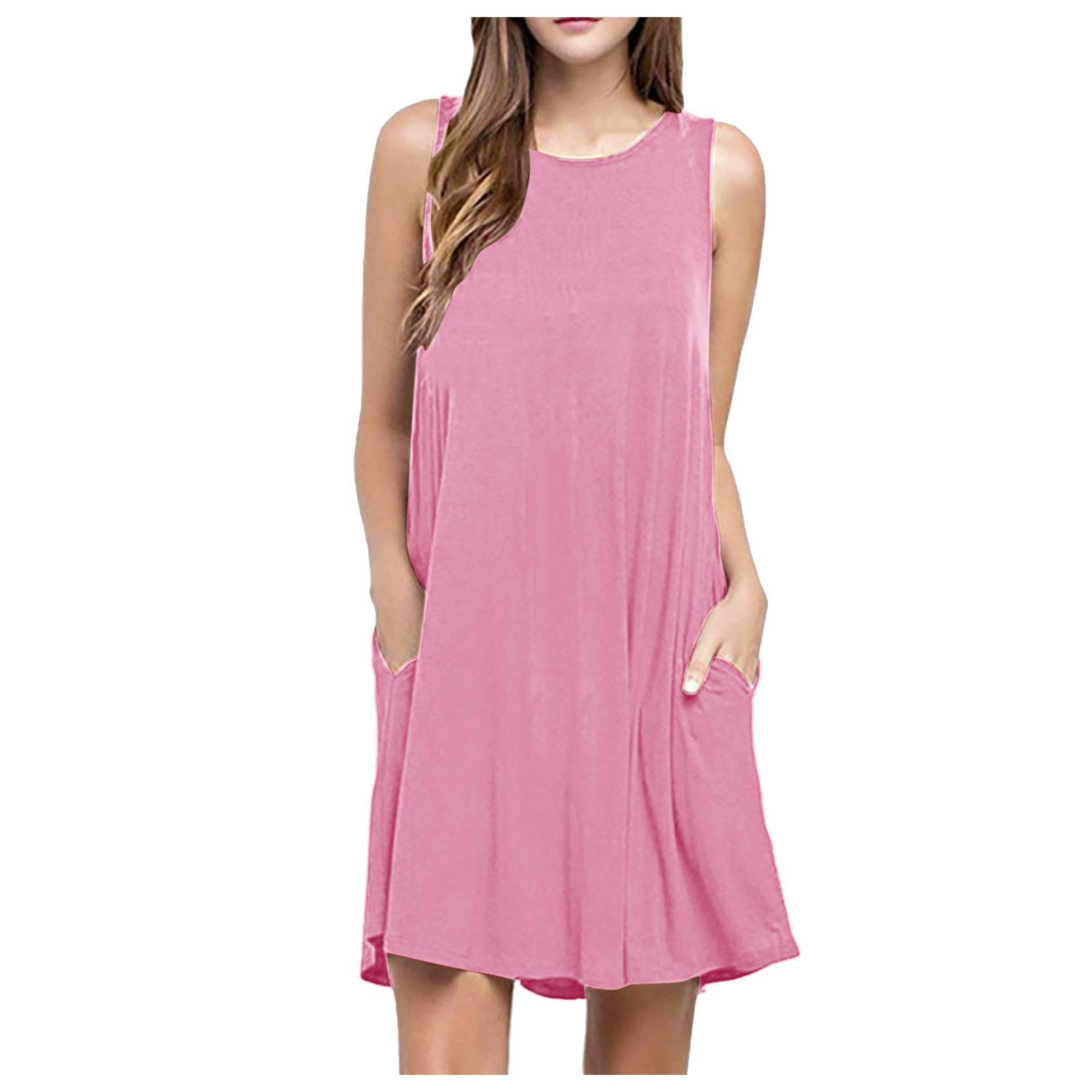 Sexy Striped Sleeveless Sun Dress for Women - Flowy Casual Loose Mini Shift Dress - Perfect for Beach Vacation, Summer Parties & Date Nights