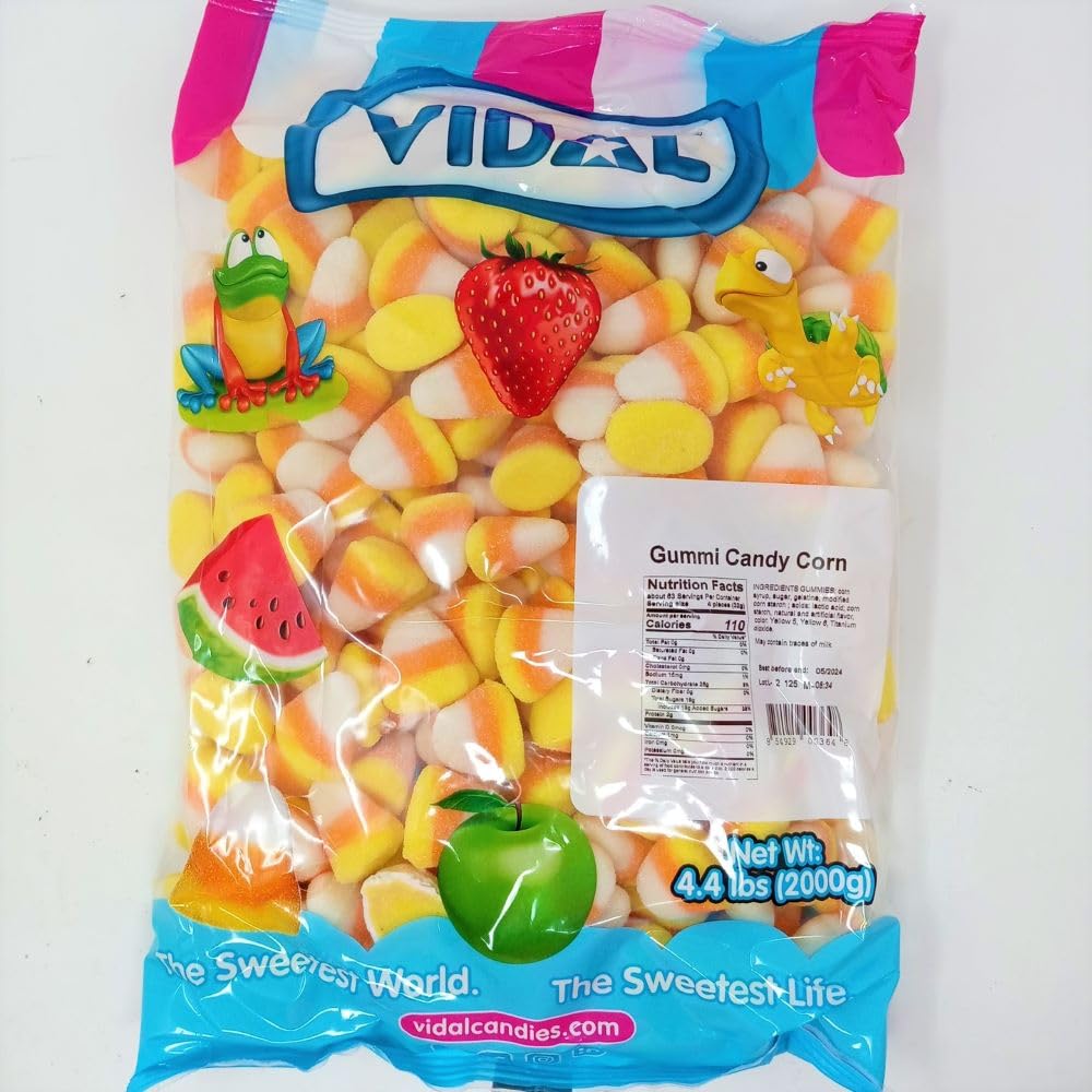 Vidal Gummy Candy Corn - Soft & Chewy Halloween Treats for Parties, Trick or Treat, and Holiday Snacking