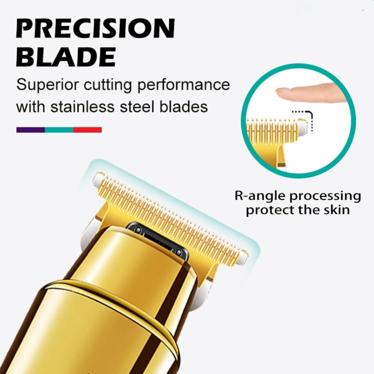 Professional Hair Clippers for Men - Rechargeable Gold Hair Trimmer with 8-Hour Runtime, Electric Beard & Hair Cutting Machine for Home Grooming & Barber Use