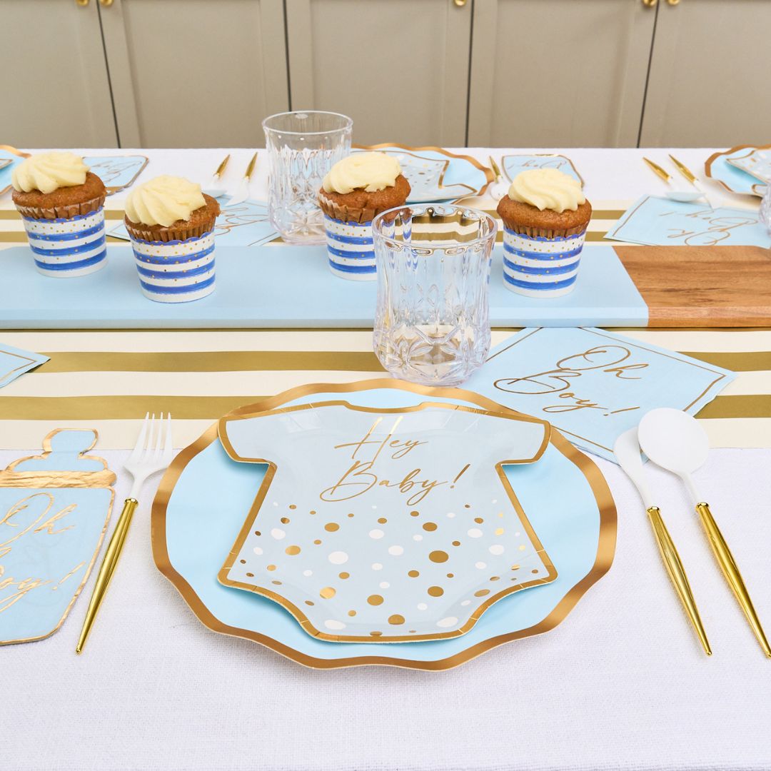 Hey Baby Blue Table Setting - Elegant Dinnerware Set for Baby Showers, Bridal Parties & Special Occasions | Perfect for Celebrations & Home Decor