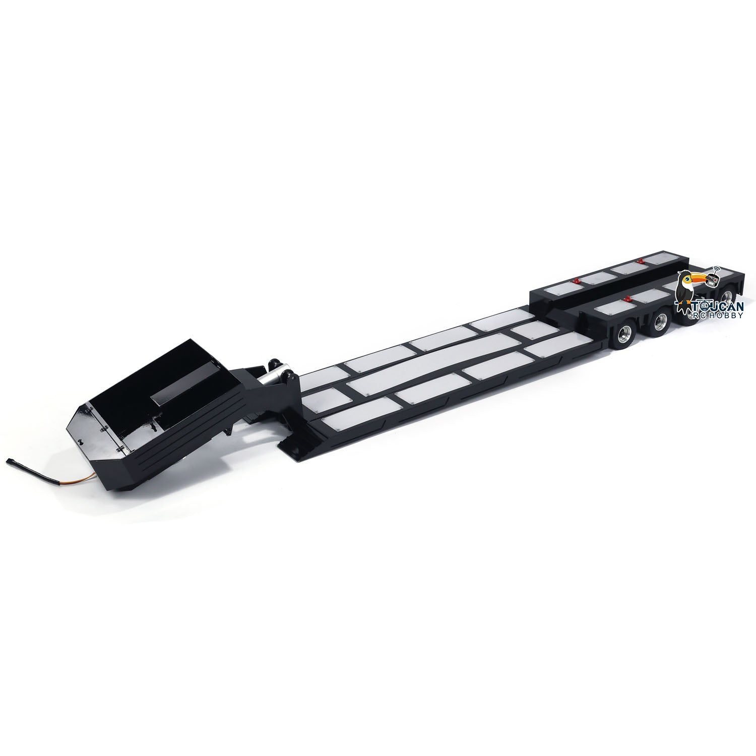 1/14 Scale RC Tractor Truck Metal Extendable 4 Axle Semi Trailer with LED Rear Lights - DIY Hobby Model for Radio Control Cars | Perfect for RC Truck Shows & Off-Road Simulation