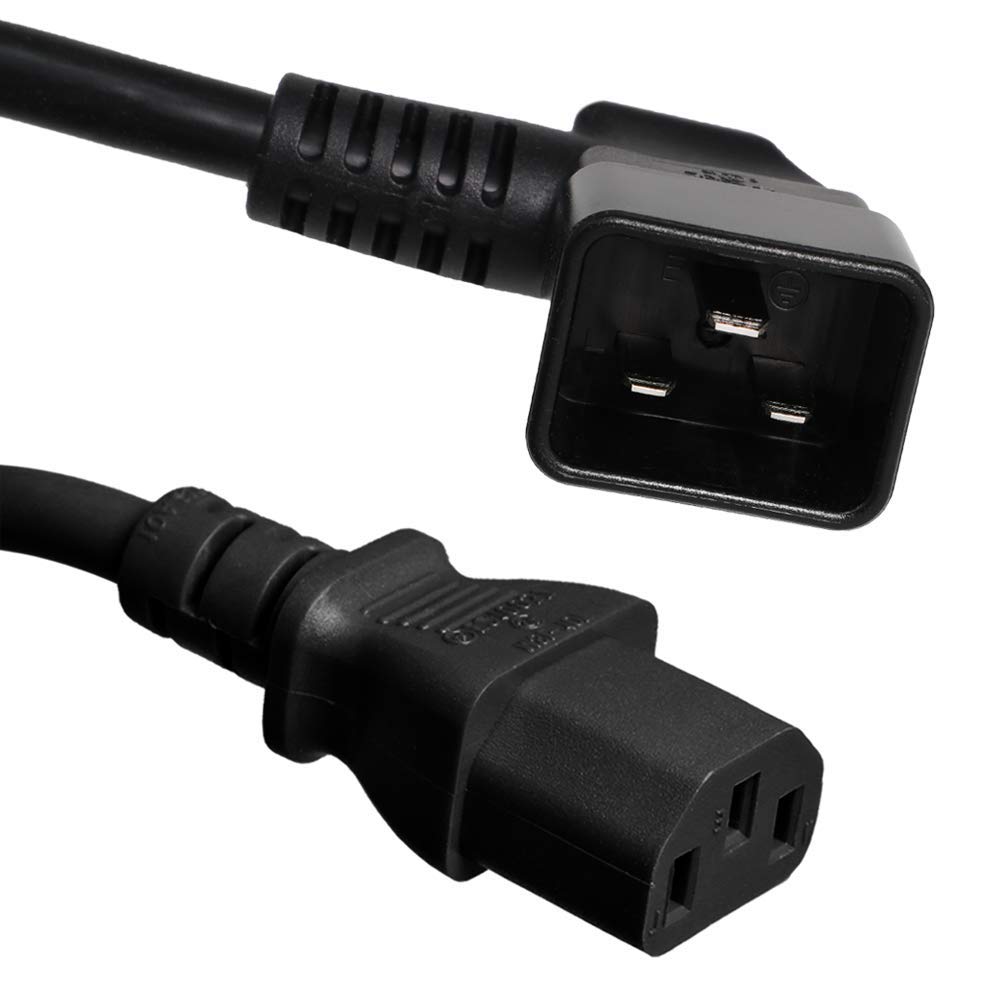Right Angle C20 to C13 Power Cord - 6ft 15A/250V for Servers & Racks