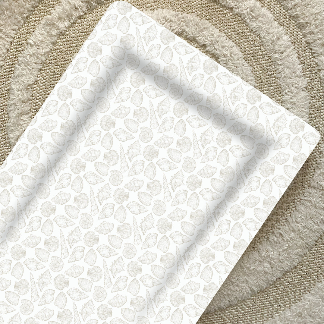 Premium Baby Changing Mat with Soft Seashell Print - Waterproof & Portable for Nursery, Travel & Diaper Changes