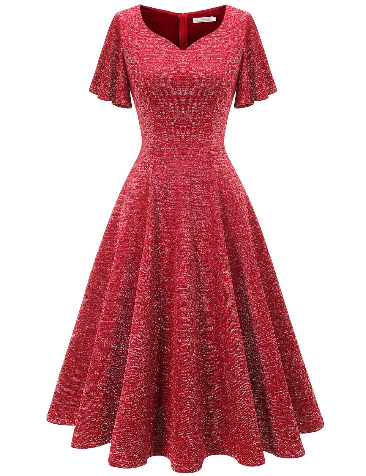Vintage Wedding Guest Dresses for Women - Short Sleeve Fit & Flare Cocktail Dress for Tea Party, Bridal Shower, and Formal Occasions