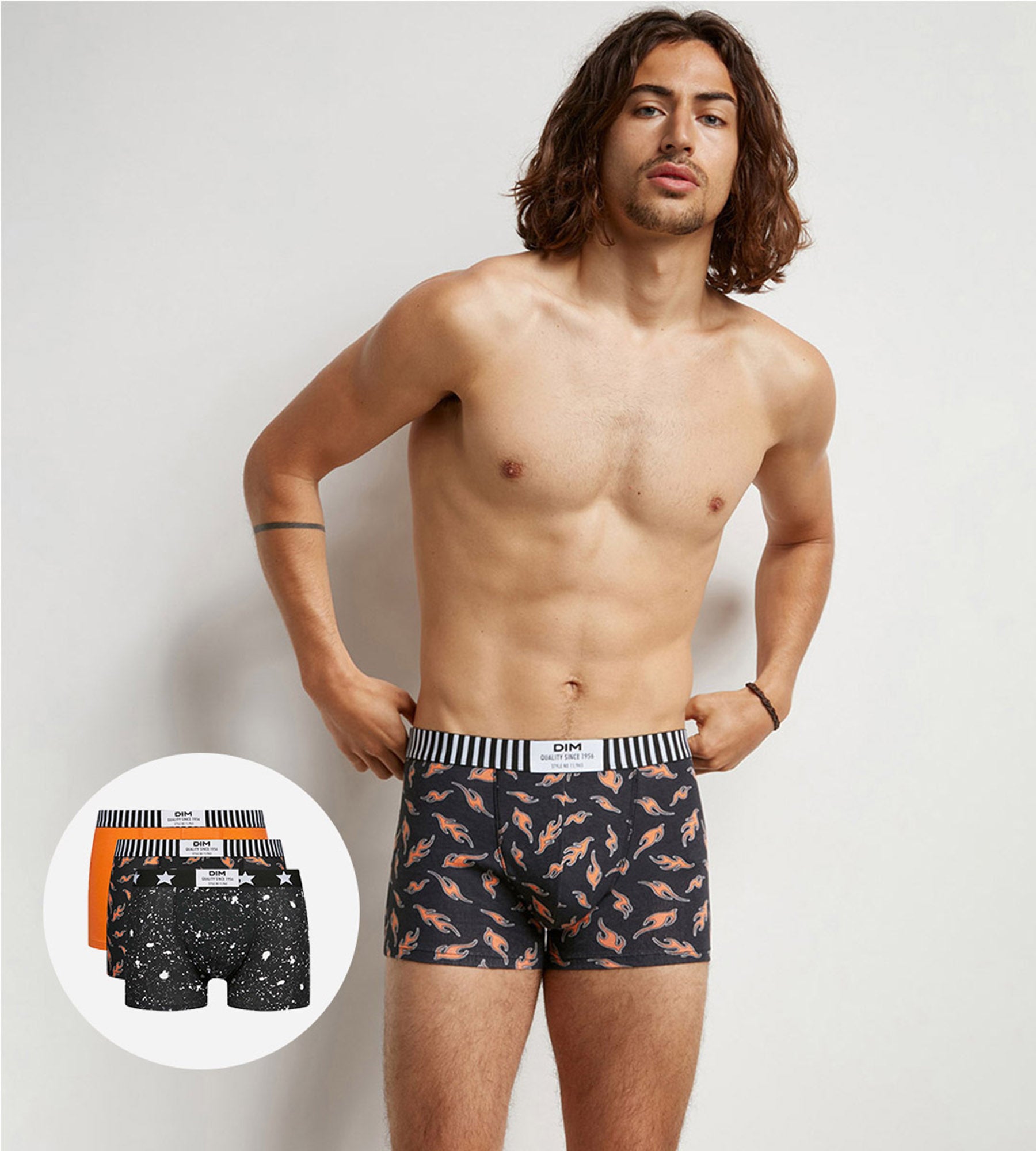 3 Pack Men's Cotton Stretch Boxer Briefs with Marble & Flame Print - Soft, Breathable & Comfortable Underwear for Daily Wear, Gym & Lounge