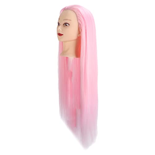 Professional Pink Long Hair Mannequin Head for Hairstylists - Heat Resistant, Odor-Free, Perfect for Hair Training & Styling Practice at Home or Salon