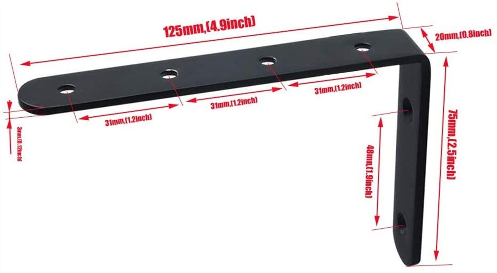 8-Piece Black Angle Iron Wall Bracket - Heavy Duty Right Angle Corner Brace for Shelves, Frames, and Furniture - Perfect for Home DIY Projects and Woodworking Support