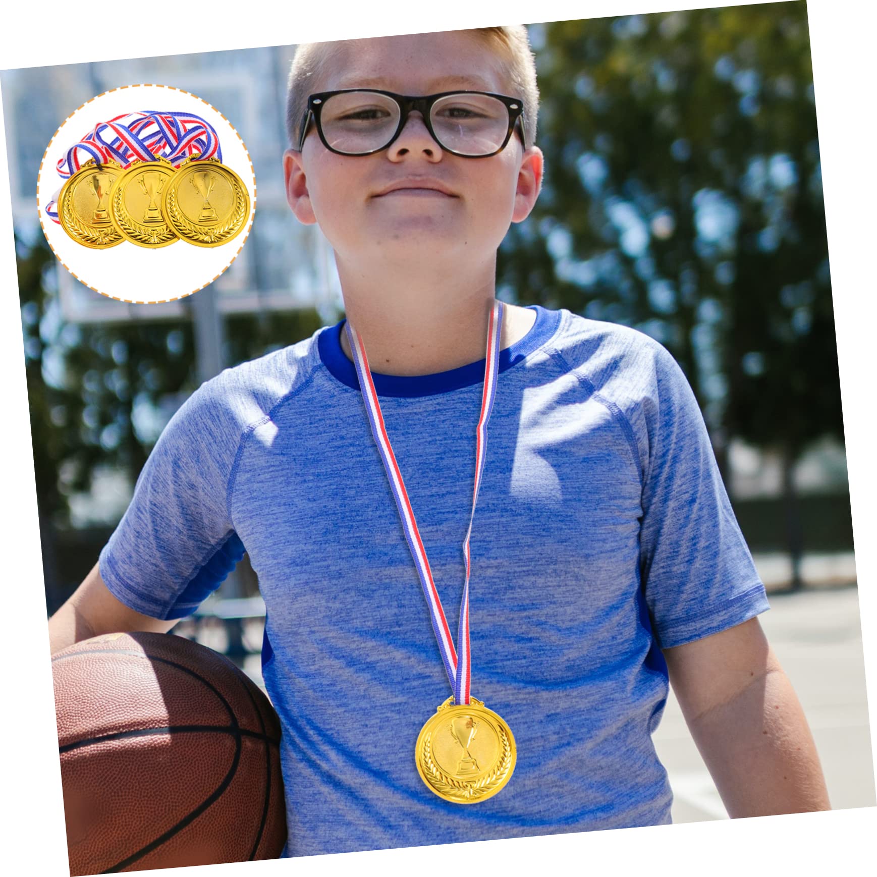 TOGEVAL 6 Pack Customizable Kids Sports Medals - Reusable Plastic Award Medals for Children's Games, Competitions & School Events - Perfect for Track Meets, Soccer Tournaments & Birthday Party Prizes