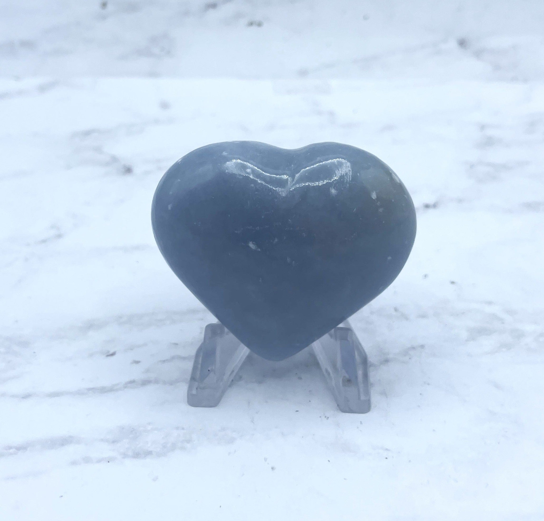 Angelite Heart Carving - Natural Blue Angelite Stone Pendant for Jewelry Making, Healing Crystal Gift for Meditation & Spiritual Protection - Perfect for Necklaces, Bracelets & Energy Work