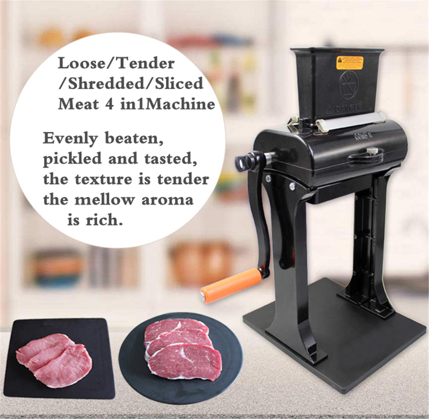 Commercial Meat Tenderizer & Jerky Slicer Set - Heavy Duty Manual Meat Tenderizer for Beef, Pork, Steak - Professional Kitchen Meat Flattening Tool with Clamp - Perfect for Home Butchers, Restaurants & BBQ Prep