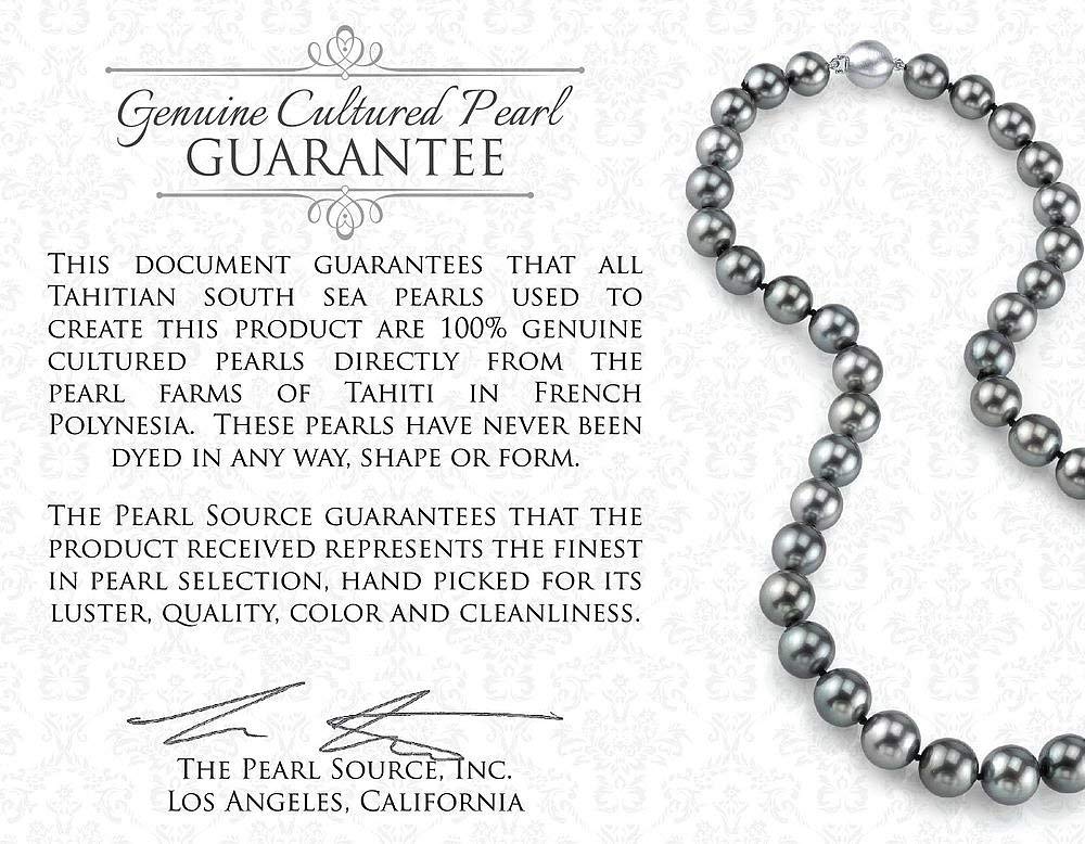 14K Gold 8-10mm Black Tahitian Pearl Necklace for Women - Elegant Evening Wear
